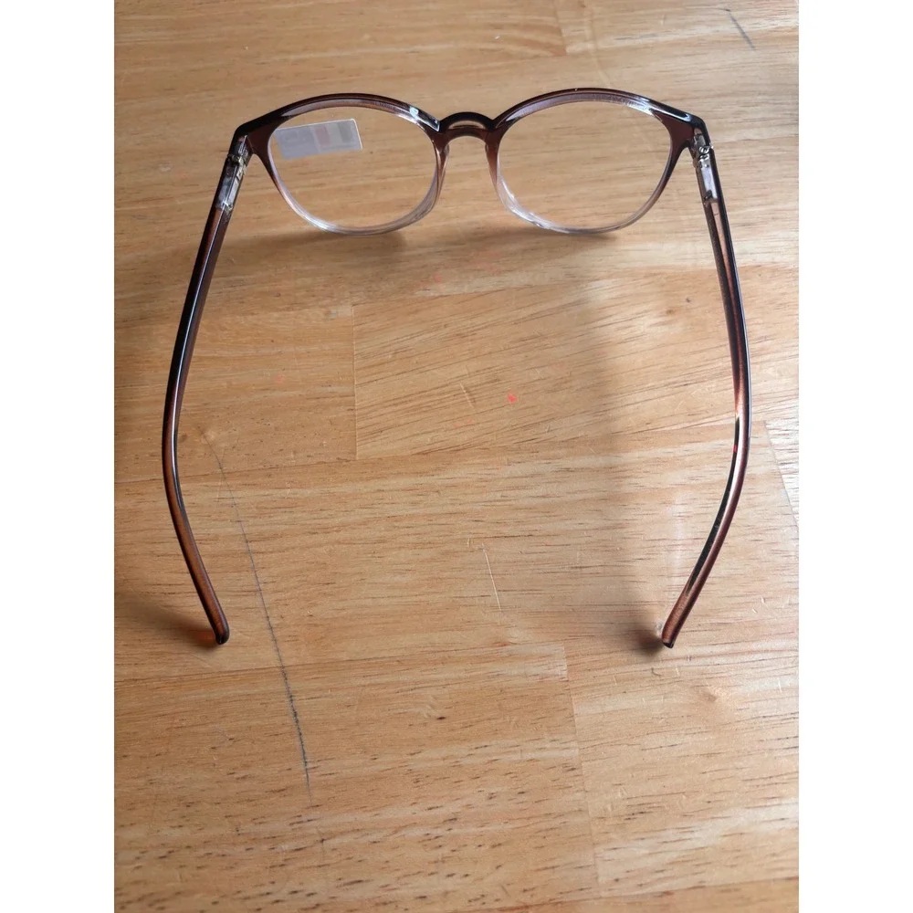 Designed in Italy Blue Light Glasses Unisex OS Brown Gradient NEW Round Frame